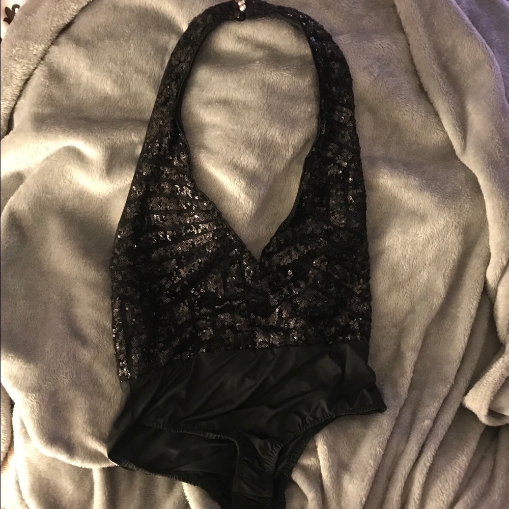 Black sequin body suit